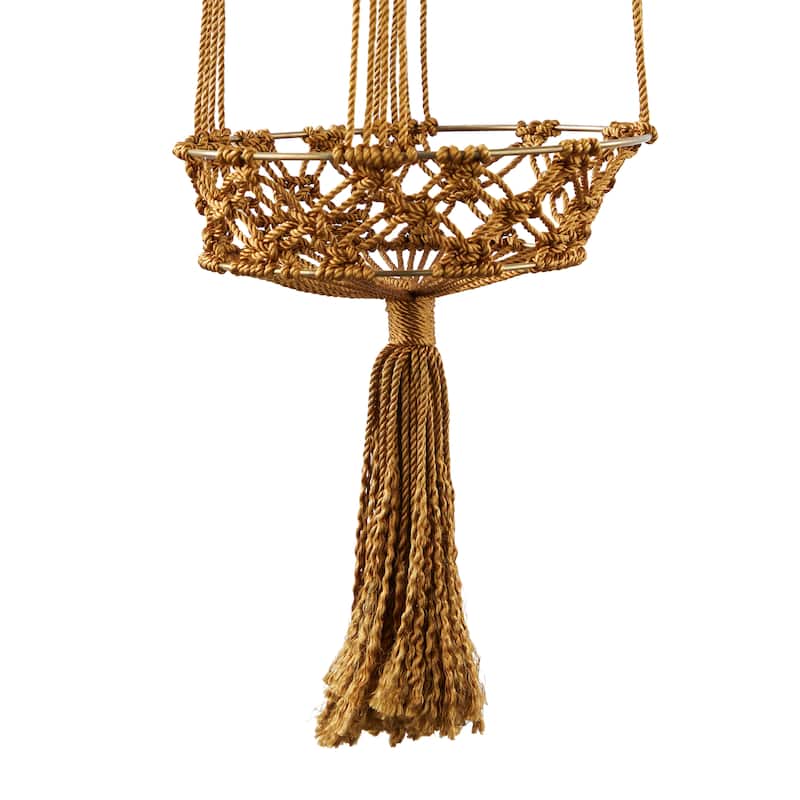 Intricately Handmade Fabric Hanging Macrame Wall Planter - Brown or White