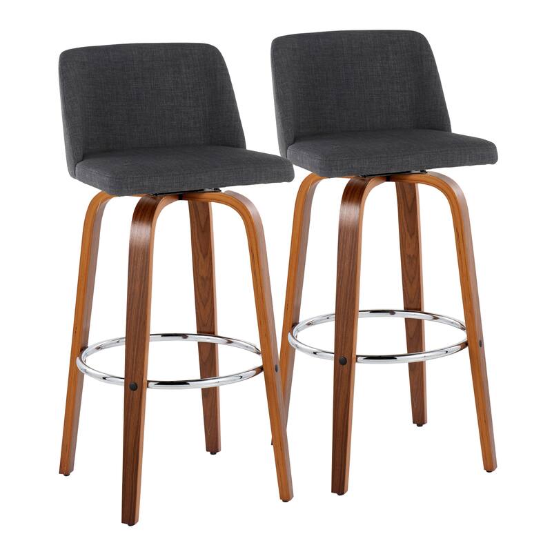 Carson Carrington Vallberga 30" Fixed-Height Bar Stool with Walnut Wood Base (Set of 2)
