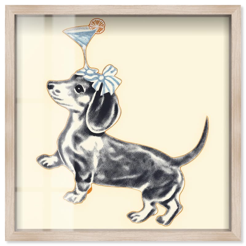 Martini Pup I Shadowbox by Art Remedy - Natural - 24" x 24"