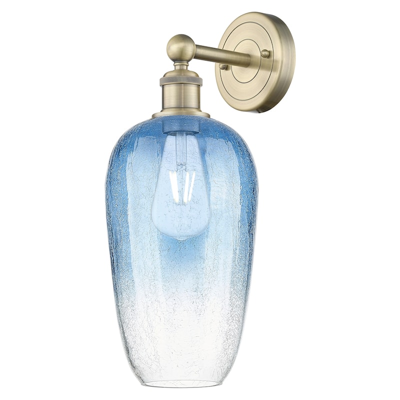 Innovations Lighting 616-1W-18-7 Brookhaven Flute Sconce Brookhaven - Antique Brass / Sapphire Blue