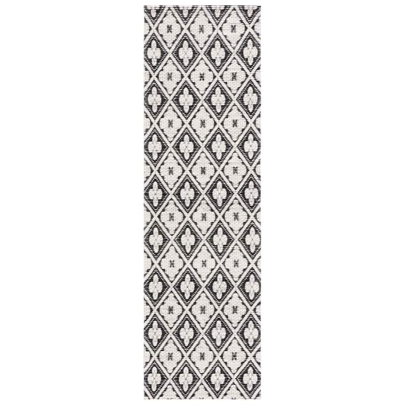 SAFAVIEH Handmade Marbella Aitana Modern Wool Rug - 2'3" x 8' Runner - Black/Ivory