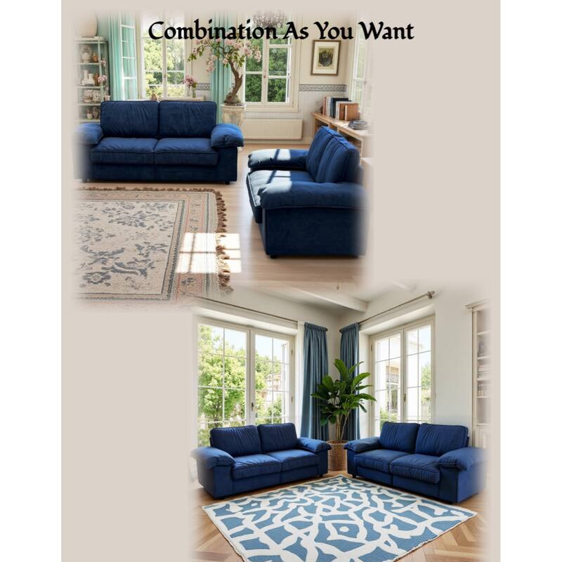 Roomfitters Modern Overstuffed Upholstered Sofa with Hidden Storage and Padded Arms, Comfy Loveseat for Small Space