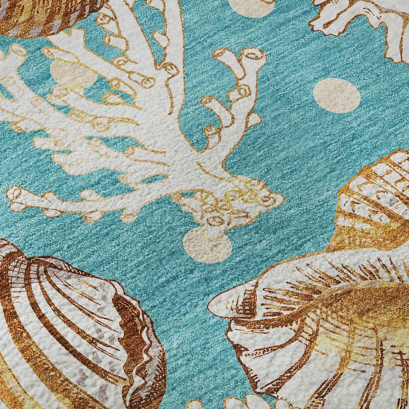 Premium Washable Super Soft Coastal Seashells Mayfield Rug