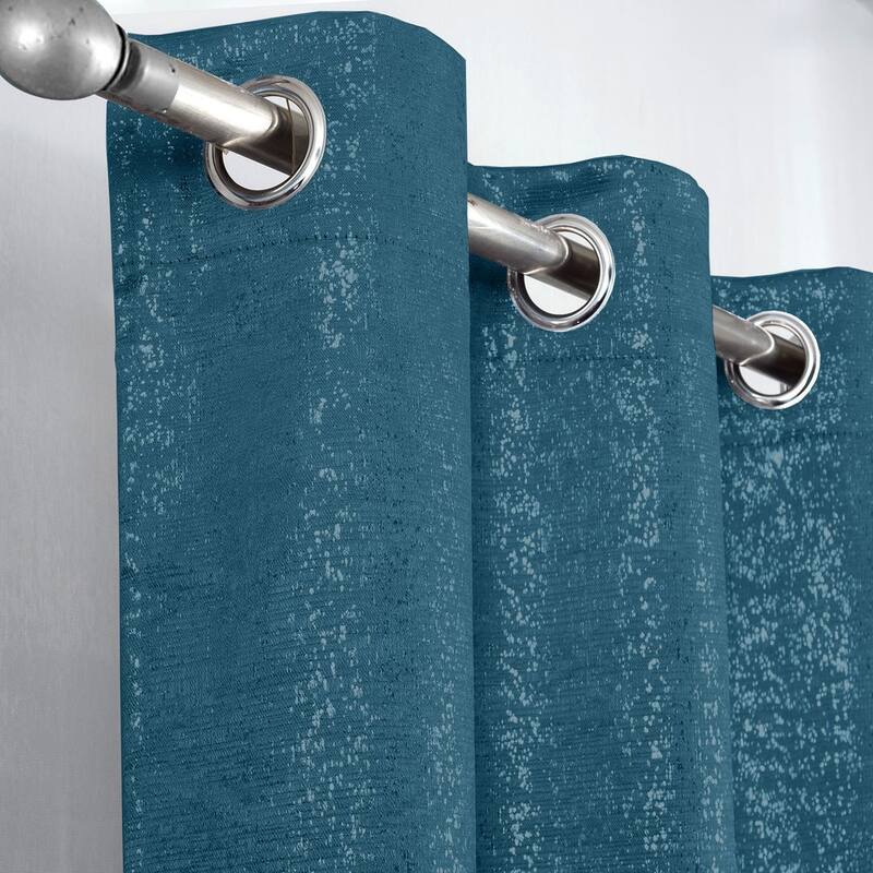 Dainty Home 2 Pack Artisinal 100% Blackout Grommet Curtain Panel Pair with 3D Lurex Texture