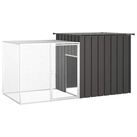 vidaXL Chicken Coop Multipurpose Chicken House with Mesh Cage Galvanized Steel