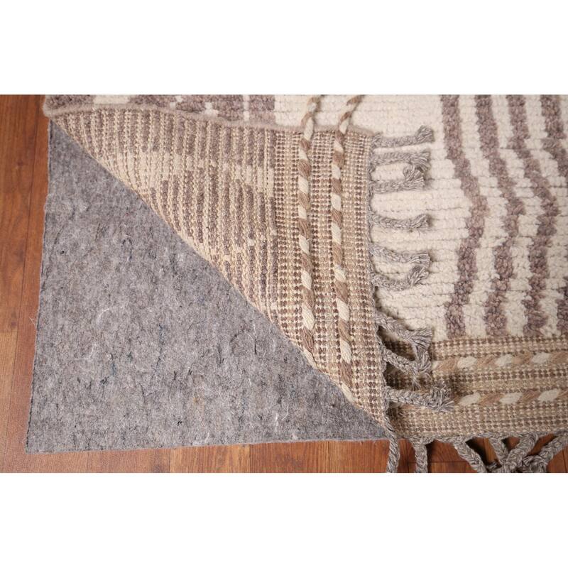 Earth Tone Moroccan Oriental Area Rug Hand-Knotted Wool Carpet - 8'10"x 12'4"