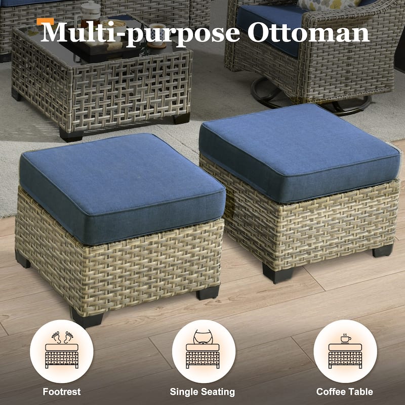 XIZZI 8-piece Outdoor Patio Wicker Furniture Set with LED Solar Coffee Table