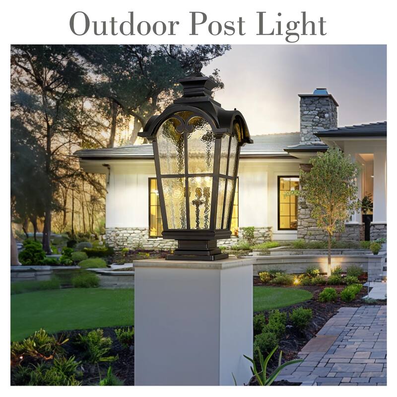 46" Large Pier Mount Outdoor Post with Base, Water Glass
