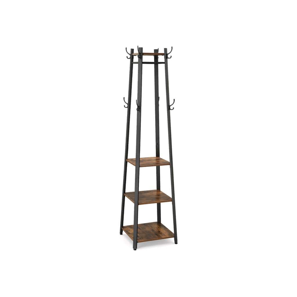 VASAGLE Industrial Coat Rack, Coat Stand with 3 Shelves, Hall Trees ...