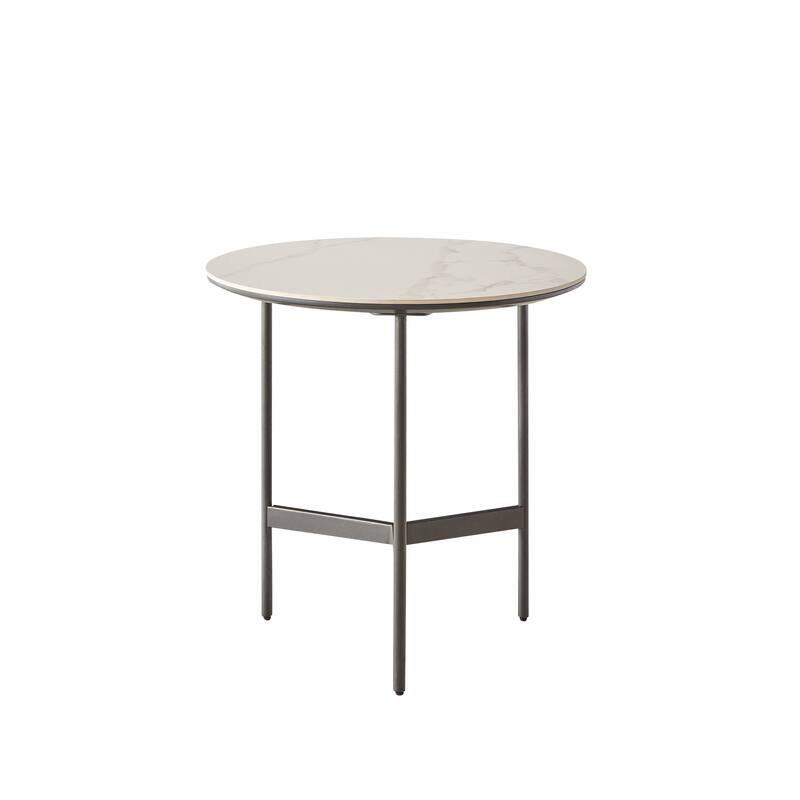 Round Coffee Table, Small Side Tables with Metal Frame and 3 Legs