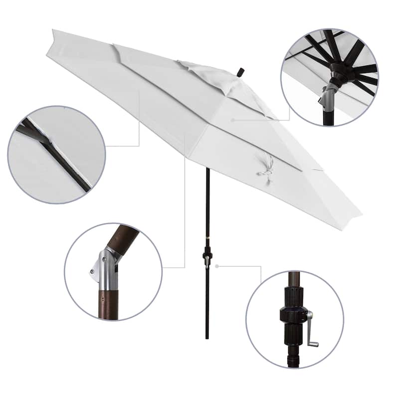 California Umbrella 11' Rd Golden State Series Patio Umbrella Bronze Aluminum Frame Crank Lift Collar Tilt Sunbrella