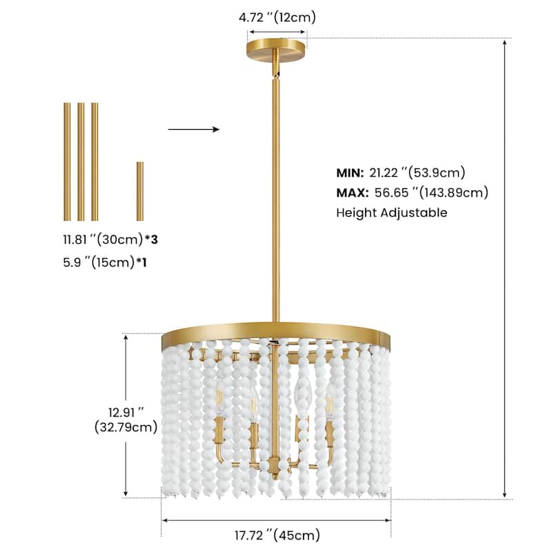 Modern Chandelier Dimmable Black and Gold Drum Chandeliers Light Fixture for Living Room Dining Room