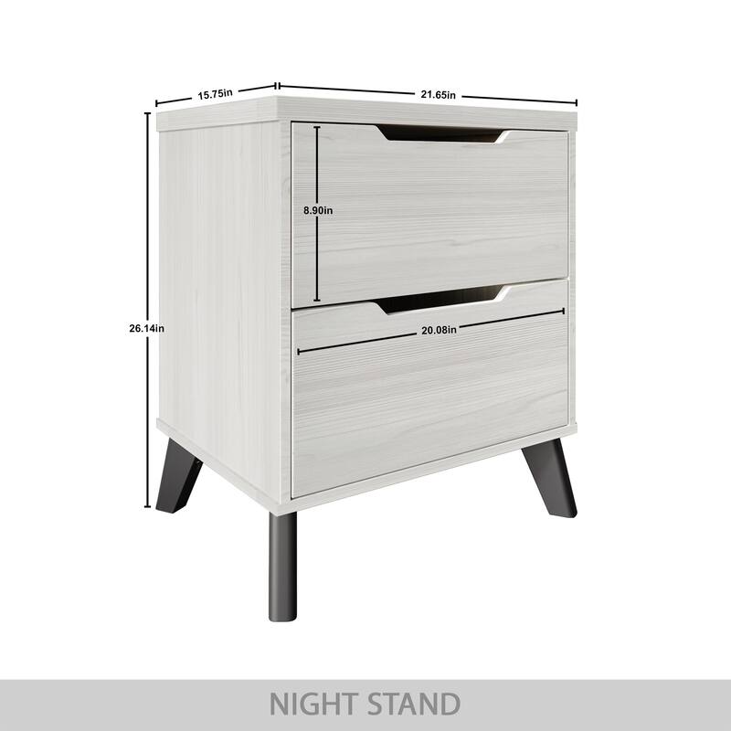 CraftPorch Chic and Vintage Wooden Nightstand with 2 drawers