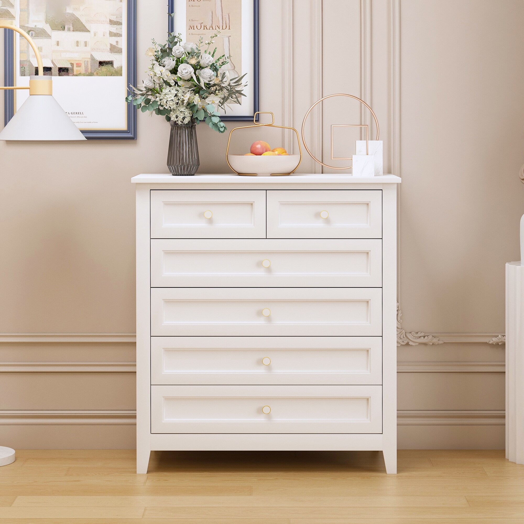 White dresser with wood handles deals