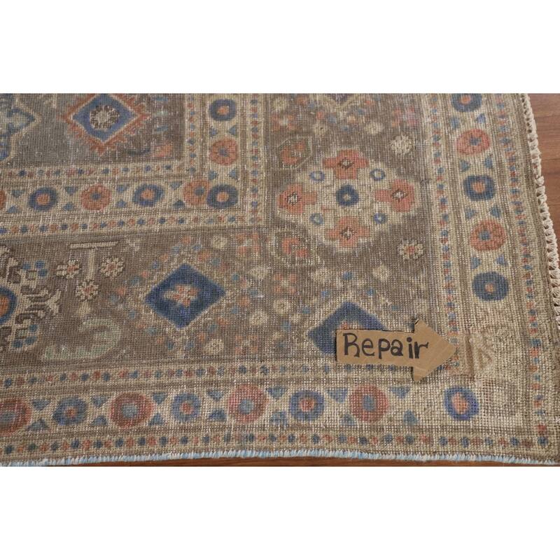 Over-Dyed Tabriz Persian Vintage Rug Hand-Knotted Blue Wool Carpet - 9'4"x 12'10"