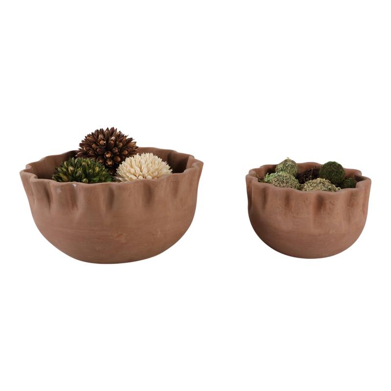 Terracotta Planters Handcrafted Decorative Sculpted Design (Set of 2)