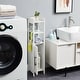 preview thumbnail 25 of 28, Slim Bathroom Cabinet Small Bathroom Storage Corner Floor Cabinet with Magnetic Doors and Shelves Toilet Paper Holder