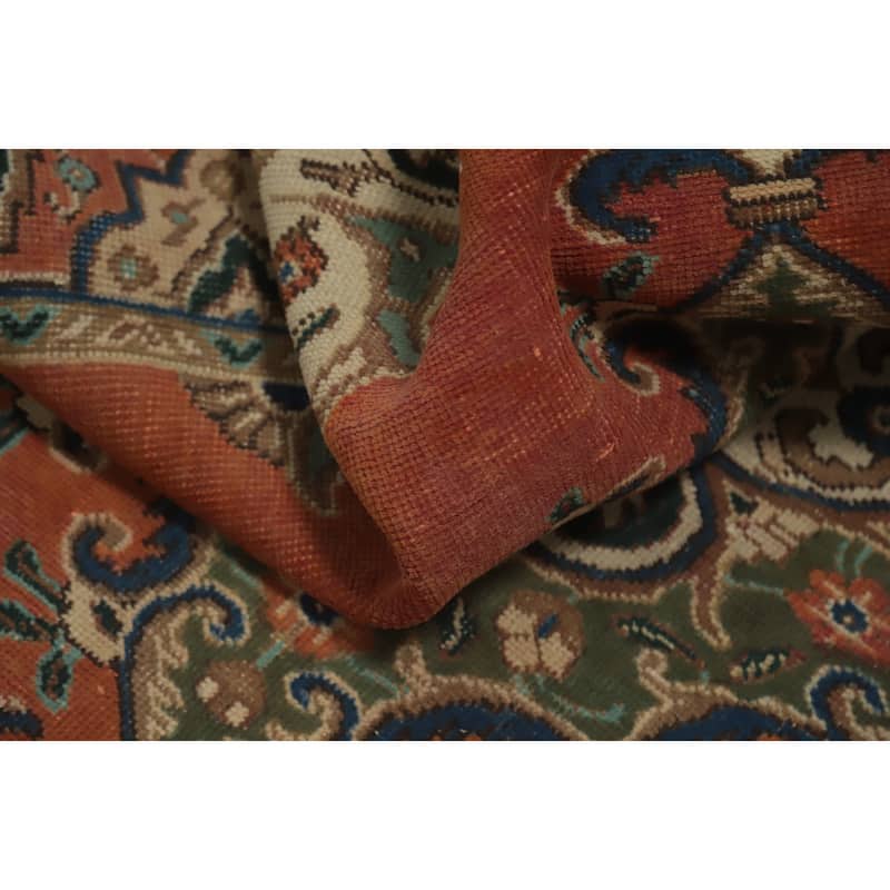 Hand Knotted Oriental 100% Wool Carpet Traditional Medallion Oranges & Rust Tabriz Area Rug - 5' 10'' X 4' 5''