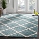 preview thumbnail 2 of 67, SAFAVIEH New York Shag Friedliese Trellis 1.2-inch Thick Rug 3' x 5' - Aqua/Ivory - Rectangle
