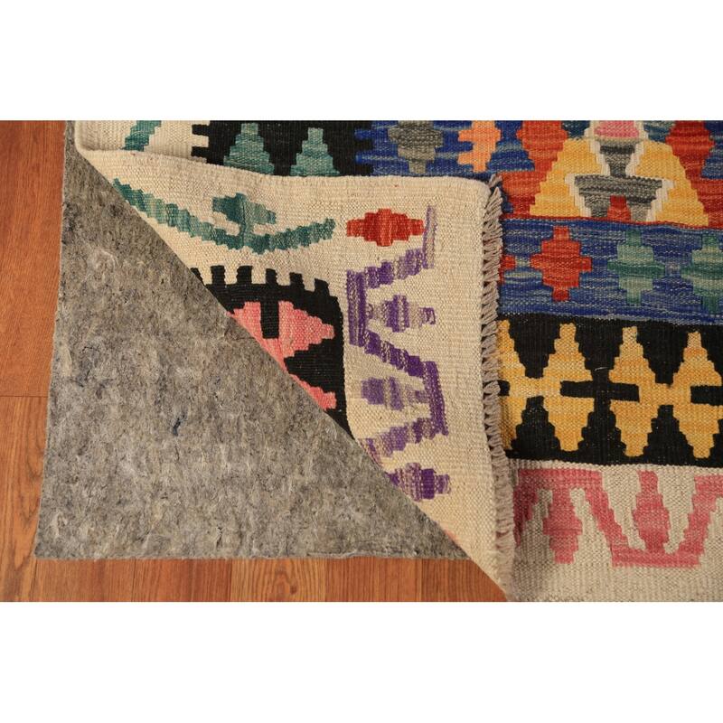 All-Over Kilim Oriental Area Rug Hand-Woven Wool Carpet - 8'5"x 9'9"