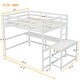 preview thumbnail 12 of 16, Full Size Loft Bed Kids Bed with Built-in Desk Ladder Platform and Ladders Guardrails, Grey