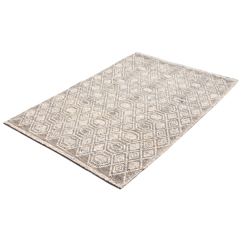 ECARPETGALLERY Braid weave Sienna Navy Wool Rug - 5'1 x 7'11