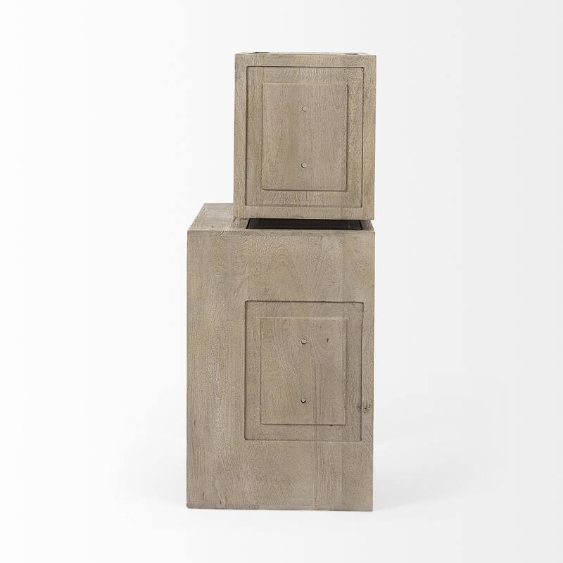HomeRoots Set of Two Rustic Light Gray Brown Cube Box Shelves - 16" W x 24" D x 16" H