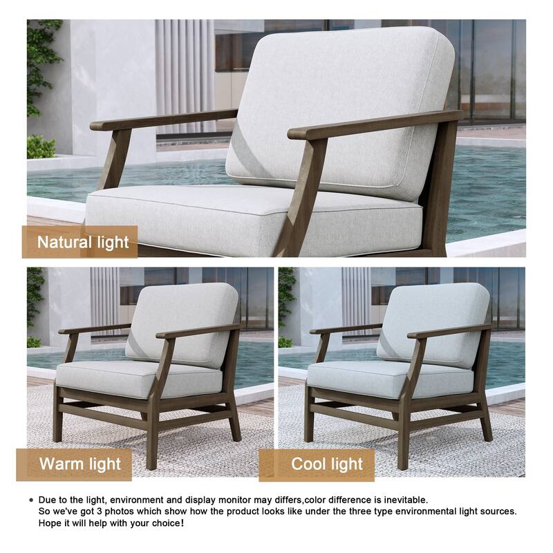 2 Set Patio Teak Wood Outdoor Chair with Cushions