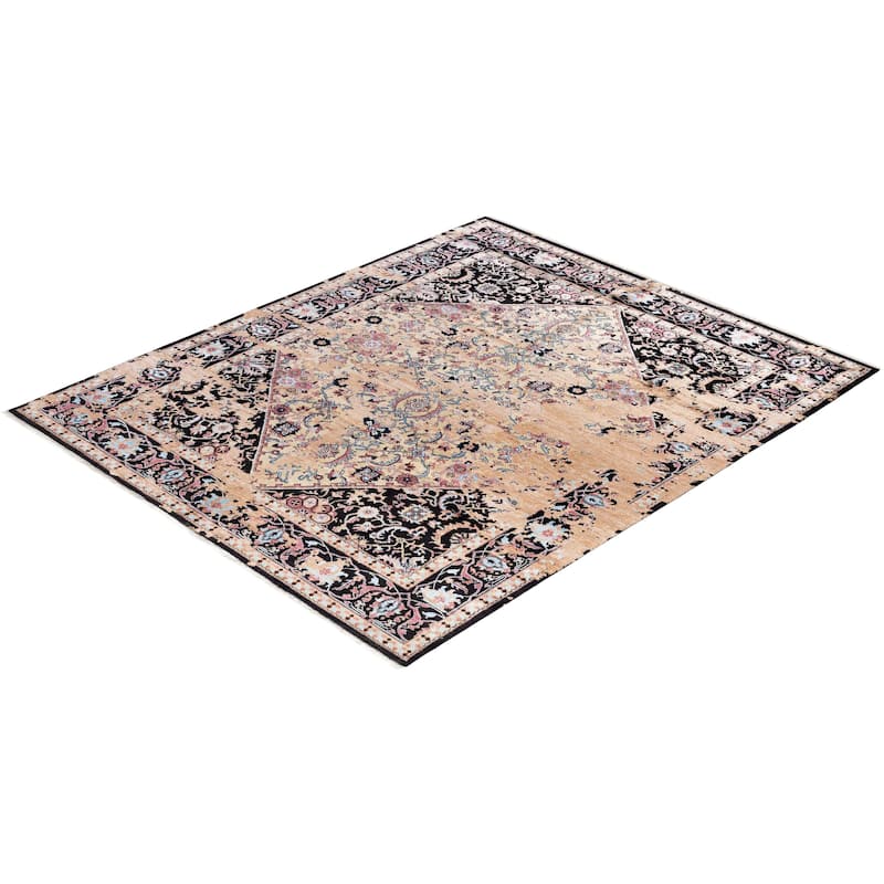 Ikat One-of-a-Kind Hand-Knotted Area Rug, Black - 8' 3" x 10' 1"