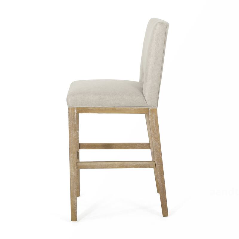 2PCS Fabric Counter Wood Frame Bar Stool