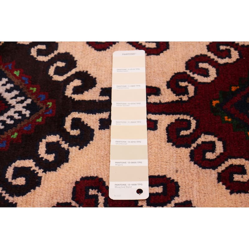 ECARPETGALLERY Hand-knotted Royal Baluch Ivory, Red Wool Rug - 3'2 x 5'10