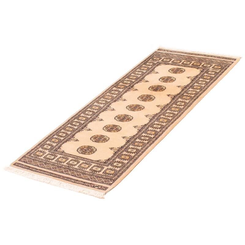 ECARPETGALLERY Hand-knotted Peshawar Bokhara Ivory Wool Rug - 2'8 x 6'3