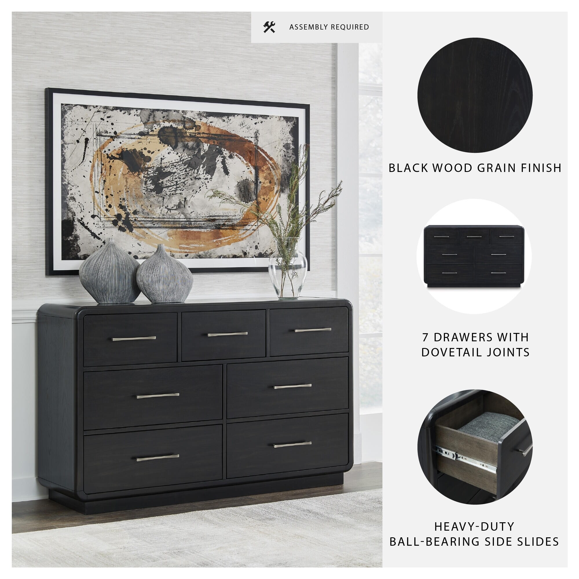 black dresser assembled Ashley Rowanbeck Drawer chest Color:Black - No Belt clean design Shop Men's Dress & each drawer holds up