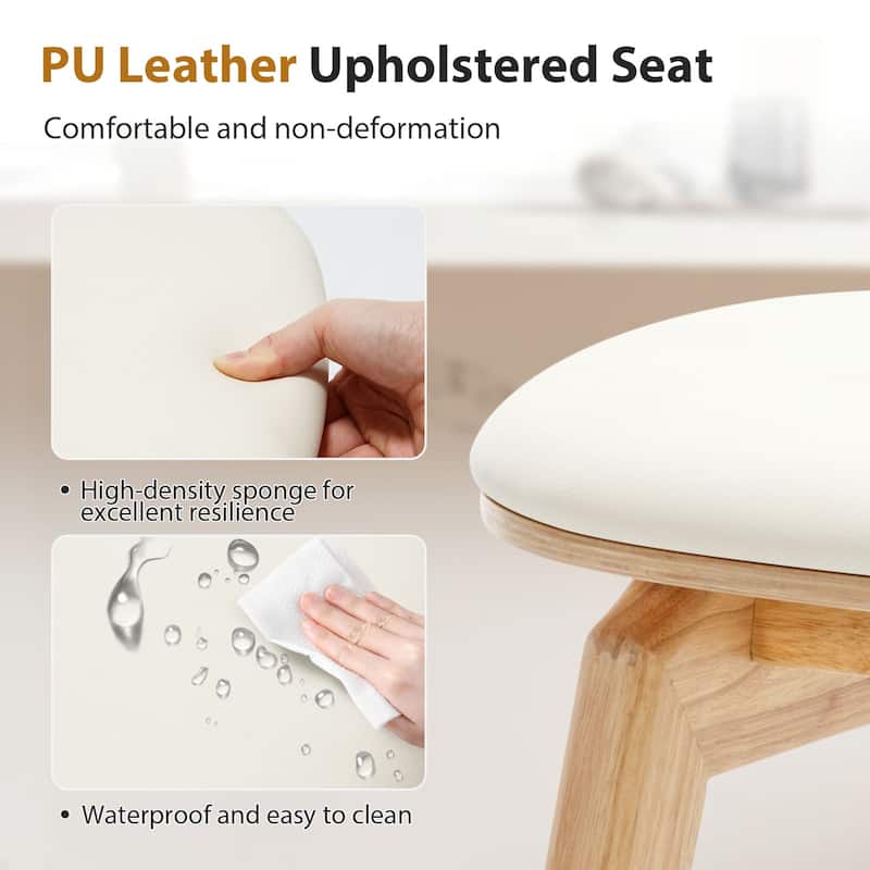 26-Inch Faux Leather Wood Counter Stools Set of 1/2/3 - 26"H x 18.1"L x 16.5"D