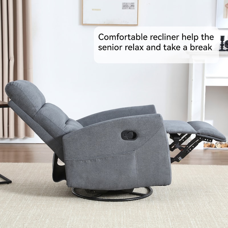 360° Swivel Rocking Recliner Chair in Polyester for Living Room
