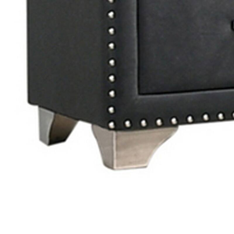 Gray/Chrome 2 Drawer 21 in. W Nightstand with Soft Velvet Upholstery