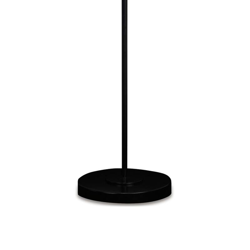 Mney Floor Lamp, Adjustable Arm, White Drum Shade, 60 Inch Black Metal
