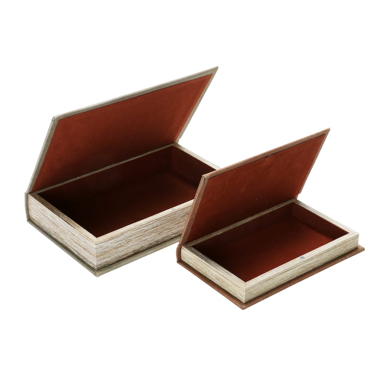 MDF & Canvas Book Storage Boxes, Set of 2 "New England Landscapes"