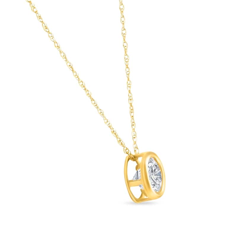 1/2Ct Diamond Bezel Pendant Solitaire Necklace Yellow Gold Lab Grown