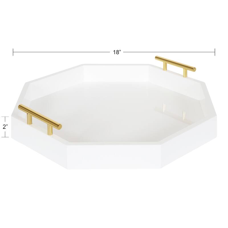 Kate and Laurel Lipton Octagon Decorative Tray with Metal Handles - 18x18