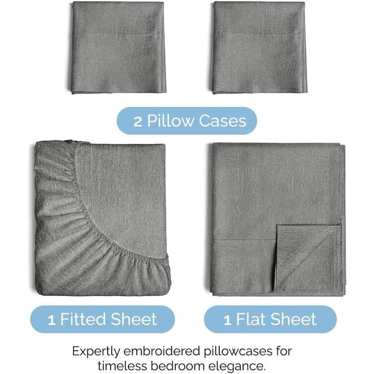 CGK Linens 4 Piece Solid Microfiber Deep Pocket Soft Bed Sheet Set