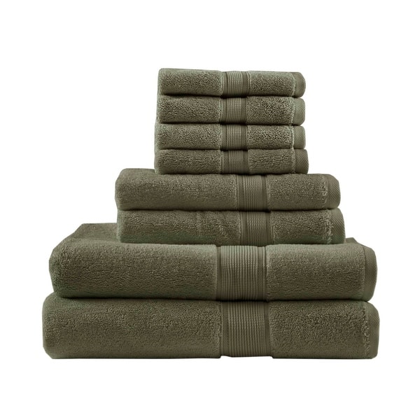 Madison Park Signature 800GSM Ultra-Soft 100% Cotton Absorbent Towel Set - 8-Piece - Olive Green