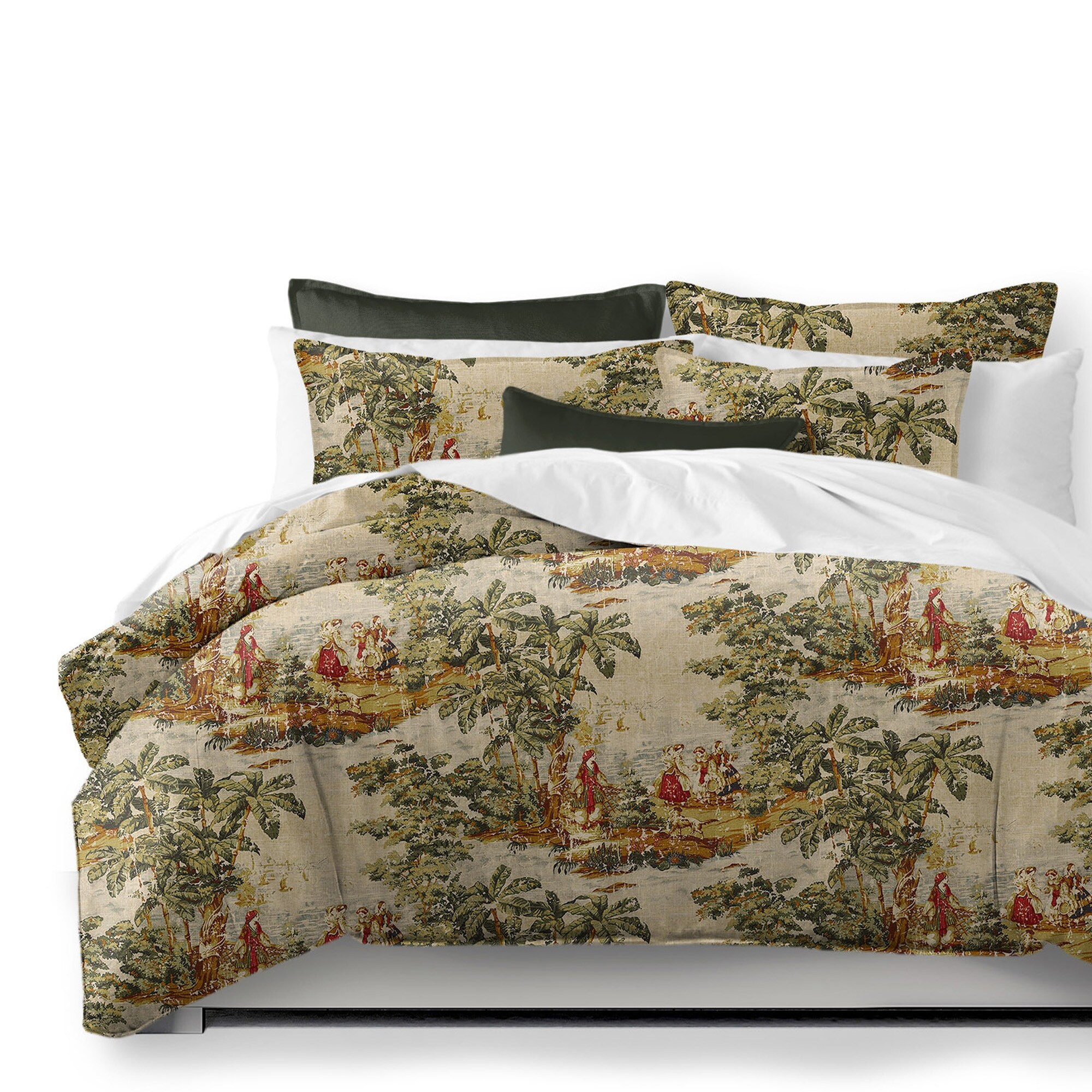 Red toile pillow shams sales