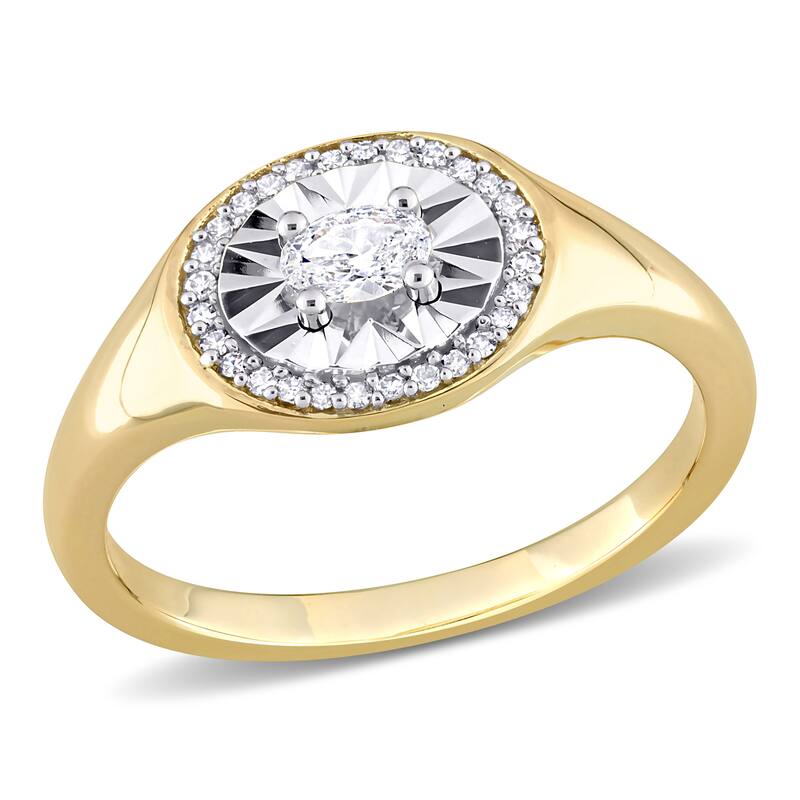 Miadora 1/4ct Oval and Round-Cut Diamond Ring in 14k Yellow Gold