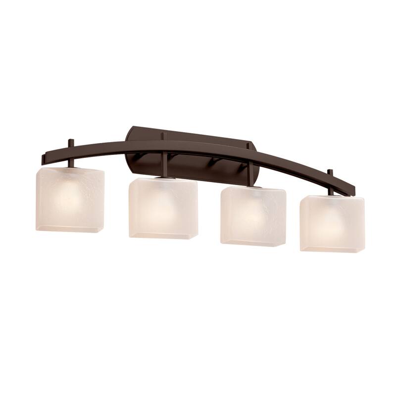 Justice Design Fusion Archway 4-light Dark Bronze Bath Bar, Frosted Crackle Rectangle Shade