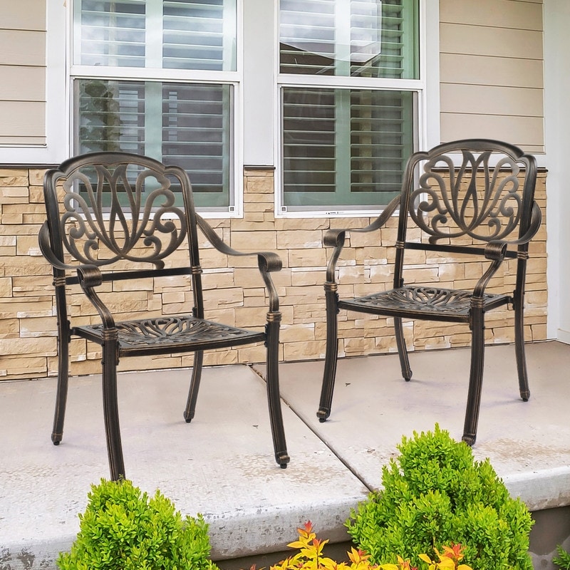 Patio Cast Aluminum Dining Chair Set (Set of 2) - Bronze