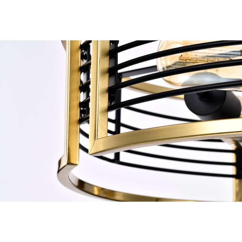 Milly 15 Inch Oil Rubbed Brass Cage Pendant 3-Light