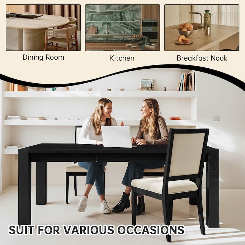 Modern Linen Cushioned Dining Chair, Fully Upholstered Accent Chair