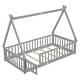 preview thumbnail 6 of 5, Twin Tent-shaped Floor Bed, with Guardrails, Slats, Door ,Grey