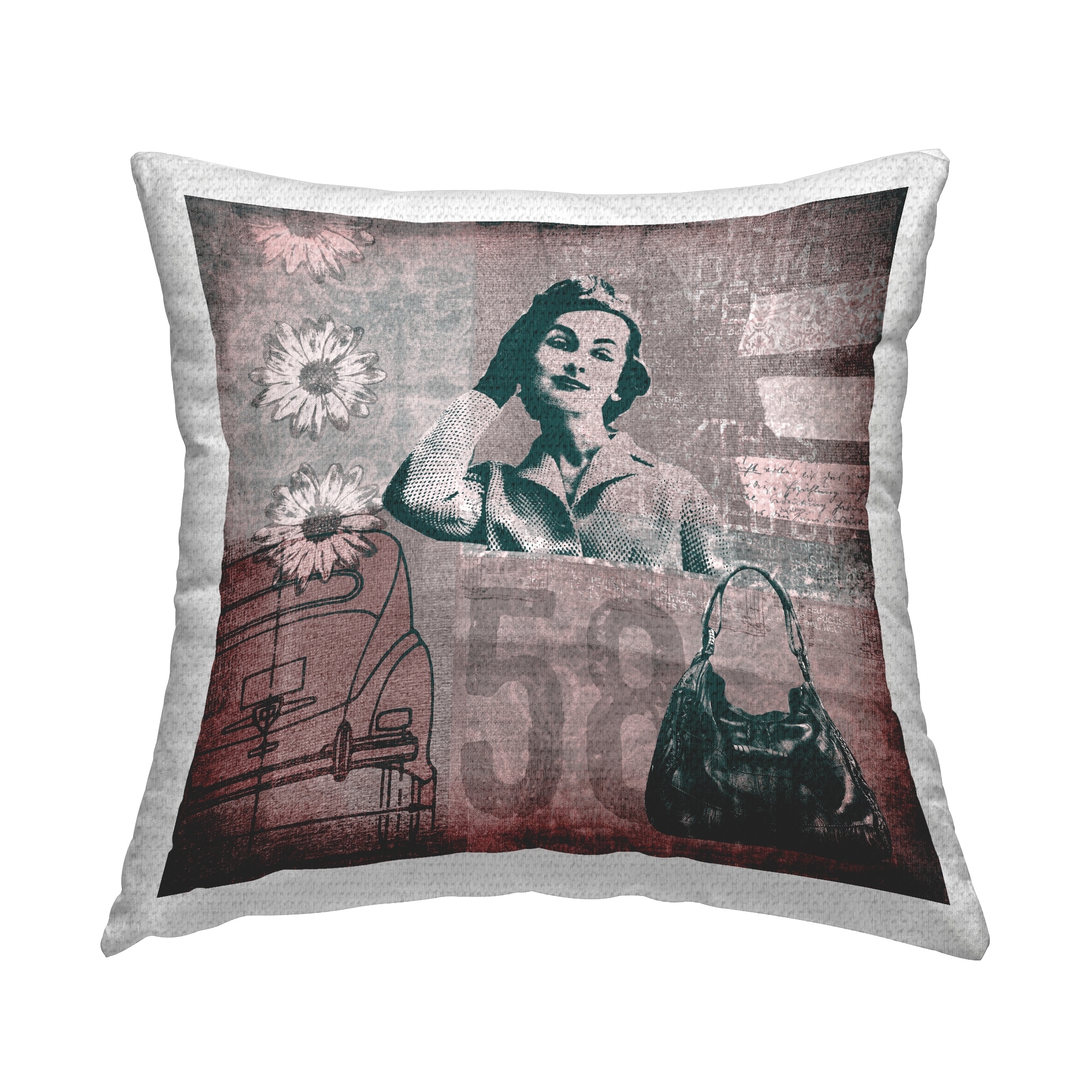 Stupell Vintage Floral Fashion Collage Printed Outdoor Throw Pillow Design by Andrea Haase